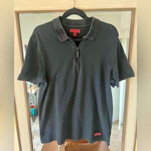 Vintage Burberry Classic Black Polo with Zipper Shirt Size XL